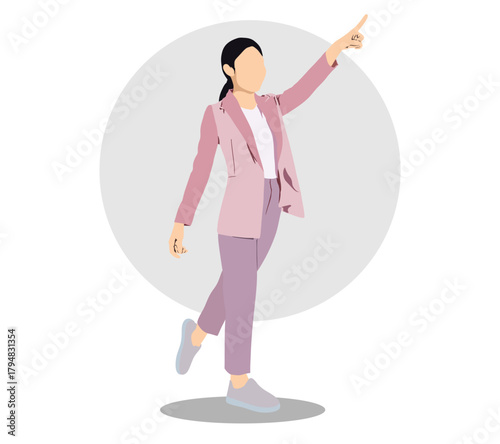 Businesswoman person in full isolated vector illustration. full body seen. wearing a business suit.