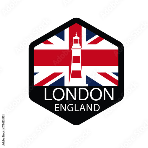 london tower with uk flag vector illustration , t shirt logon concept design 