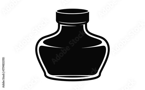 Vector ink bottle graphic design black and white illustration