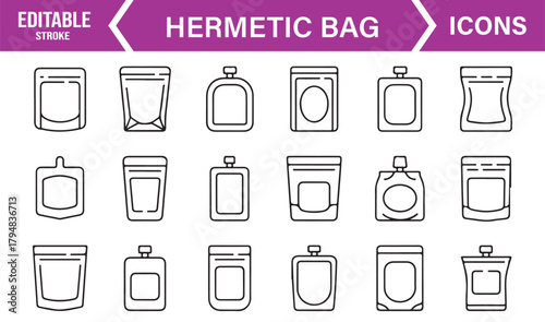 Simple Minimalist Icon Suite Featuring Resealable Bags and Stand-Up Pouches