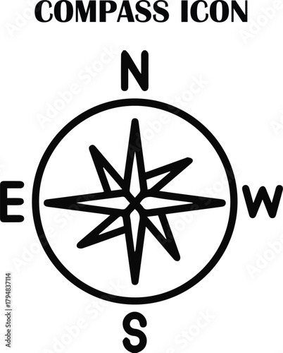 Modern geometric compass vector symbol for guide, exploration, and navigation design projects