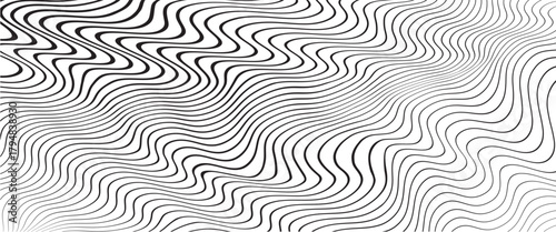 Sea wave icon set. Set of thin line waves. Various wave water lake river. Water logo, line ocean symbol in vector flat style. Seamless abstract line pattern. Water outline symbol. Vector illustration.