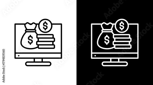 Digital Investment  White Icon Set Design