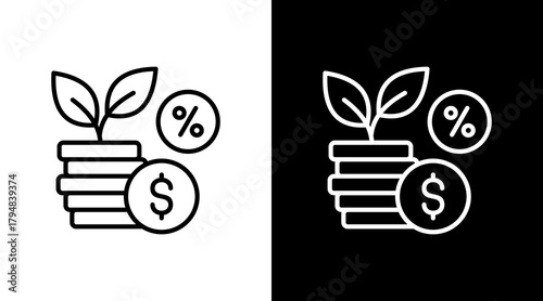 Compound Interest  White Icon Set Design