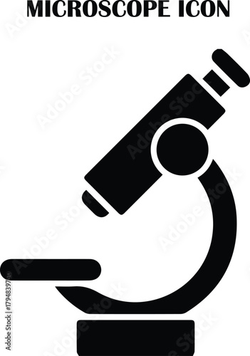 Microscope vector icon in clean modern style, representing science, research, analysis, biology and laboratory equipment. Perfect for medical and scientific projects