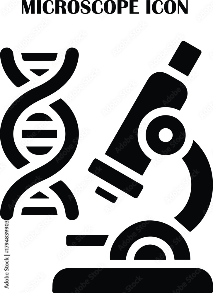 Fototapeta premium Microscope vector icon in clean modern style, representing science, research, analysis, biology and laboratory equipment. Perfect for medical and scientific projects