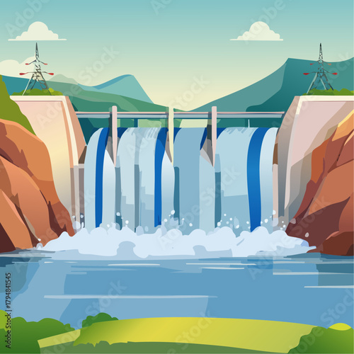 Hydroelectric power plant electricity production