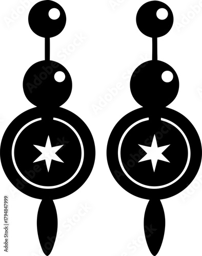  Stud earrings silhouette   , white background  