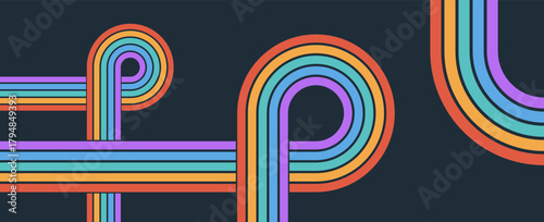 Colorful wave stripe rainbow with futuristic groovy feel. Great for vibrant modern designs and abstract visuals.