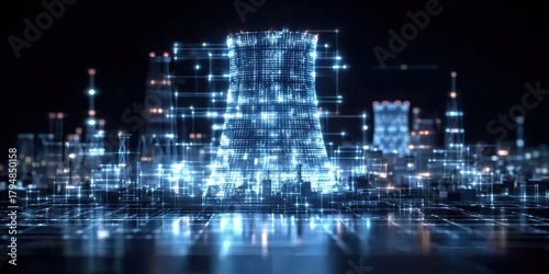 A futuristic energy hub launches a power exam and applies a radiant update enhancing monitoring stabilizing the database boosting efficiency and returning charged feedback to the reactor server