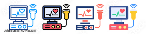 Ultrasound Testing Icon Sheet Multiple Style Collection 