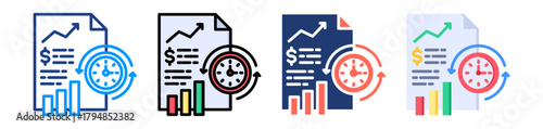 Historical Data Analysis Icon Sheet Multiple Style Collection 