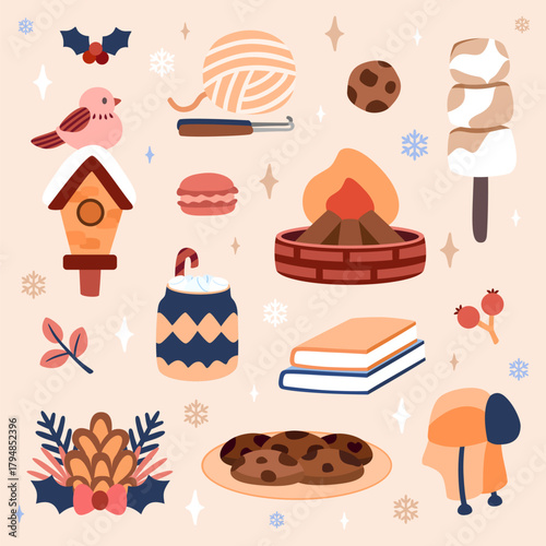 Cute winter vector set