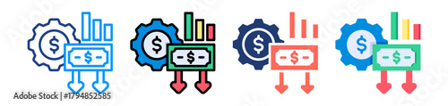 Cost Reduction Icon Sheet Multiple Style Collection 