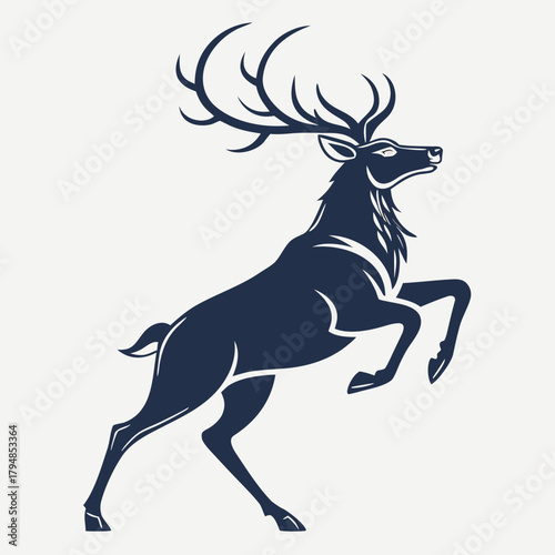 Majestic stag leaping forward, a symbol of wilderness