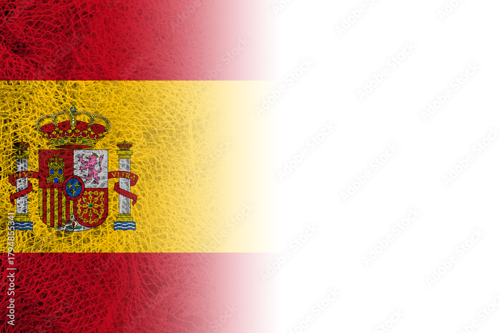 Naklejka premium White background with Spanish flag on fishing net