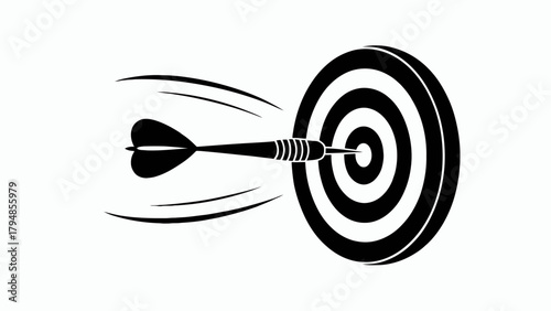 Dart hitting target bullseye achieving goals and aspirations precision and focus on vector illustration