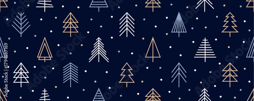 christmas abstract fir tree decoration seamless pattern vector illustration