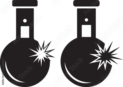 Two explosive flasks silhouette