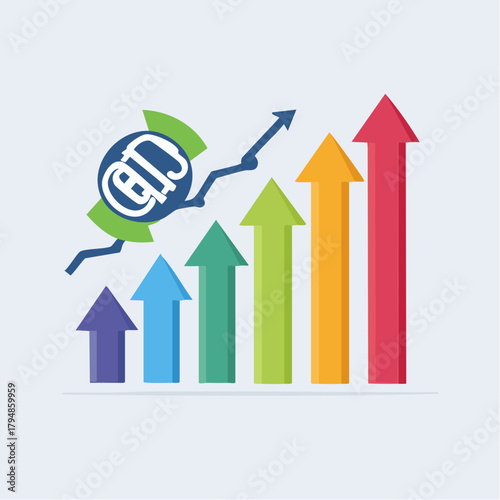 Growth potential Charts of financial growth with a Euro icon climbing