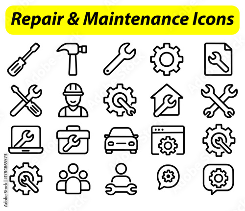 auto service icons
Minimalist Repair & Maintenance Icons,
Line Art Tools, Service & Technical Support Set