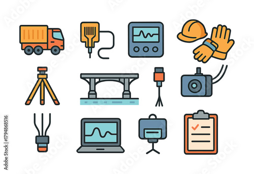 Construction and engineering tools collection for infrastructure projects