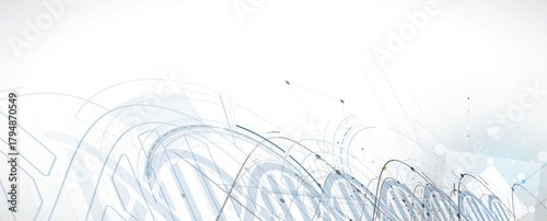 Futuristic hexagons, DNA strands, connected neural structure web