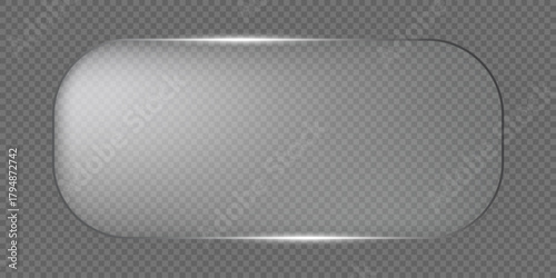 Liquid glass vector frame in glassmorphism style. Rectangular glass vector illustration on isolated background. Transparent mirror frame sign business concept.