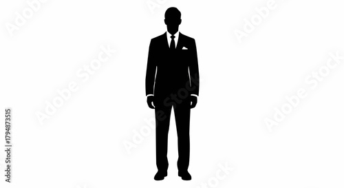 Full body silhouette of a man in a suit standing confidently.