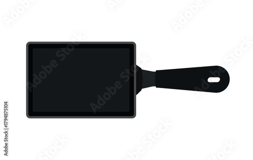 Rectangular Frying Pan with Handle in Top View for Kitchen Utensil Icon Illustration