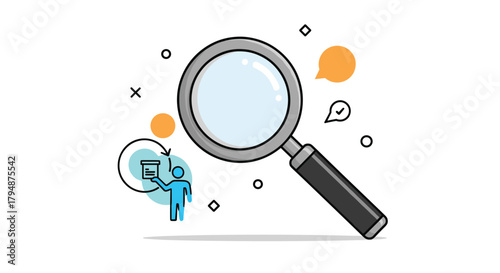 This is a title that describes the image featuring a magnifying glass and abstract elements.