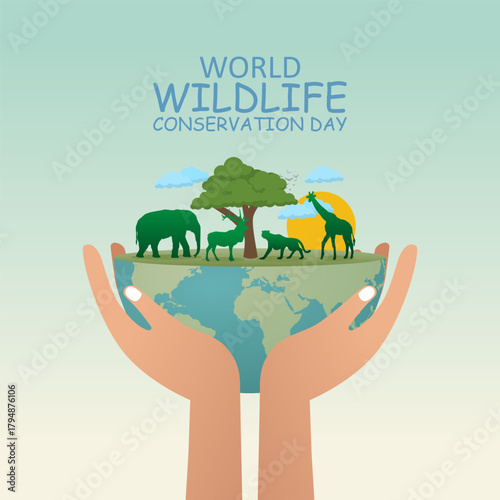 Vector graphic of World Wildlife Conservation Day for World Wildlife Conservation Day celebration.