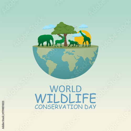Vector graphic of World Wildlife Conservation Day for World Wildlife Conservation Day celebration.