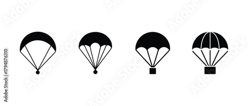 Minimal parachute icons with white background