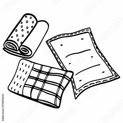 Hand Drawn Fabric Rolls and Swatches felt vector