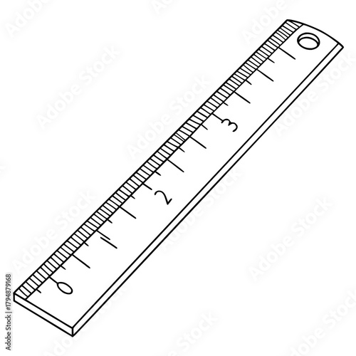 Simple Ruler With Measurement Markings Keywords: ruler, measuring tool, straight edge, school supplies, office supplies, stationery, drawing, drafting, measurement, length, inches, centimeters