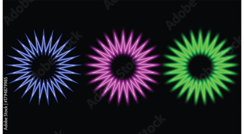 Neon Colorful fireworks background illustration