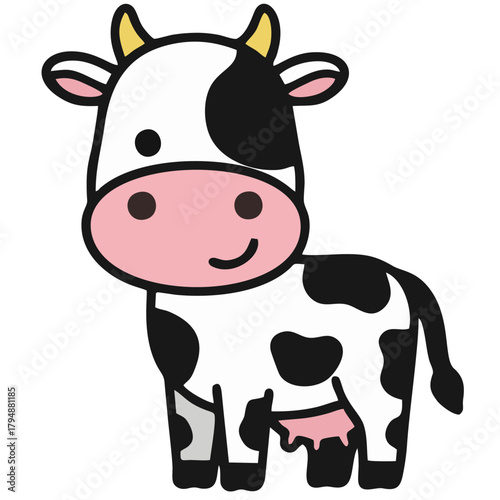 Cute Cartoon Cow Vector Illustration