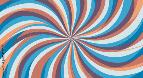Abstract spiral pattern with blue, orange, and purple hues.