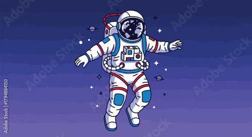 Astronaut Floating in Space A Vector Illustration with Stars and Stellar Imagery