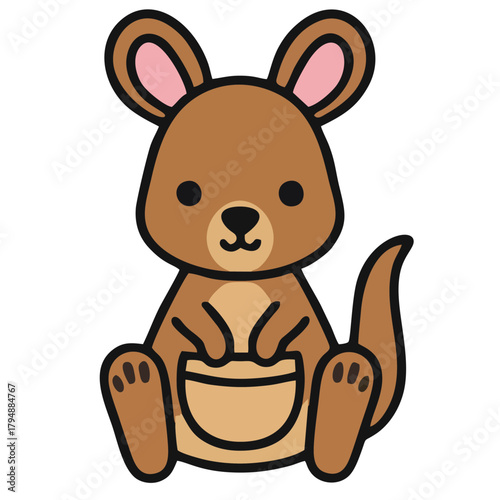 Cute Cartoon Kangaroo Vector