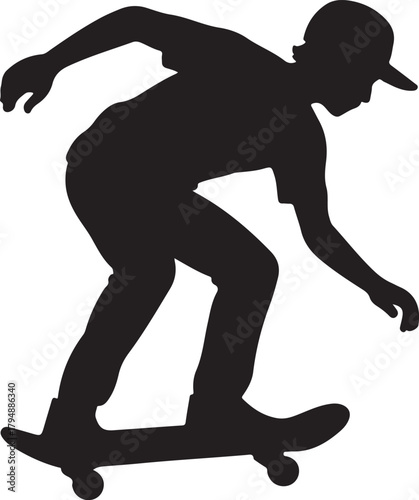 Skateboarder silhouette performing trick icon
