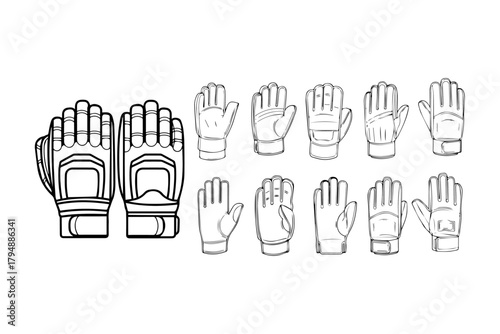 cricket gloves, keeper gloves silhouettes pack