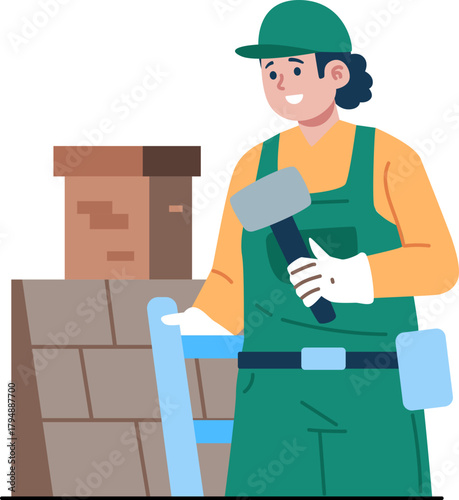 roof technician character illustration