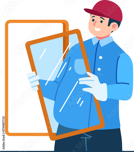 window technician character illustration