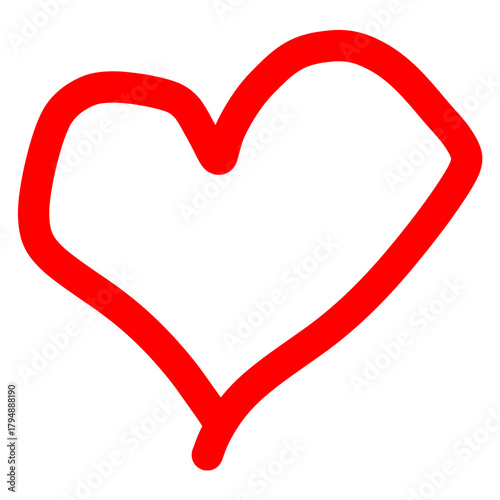 Hand drawn heart on transparent background. Love shape doodle illustration. Outline doodle heart design symbolizing romance, affection, and relationship.