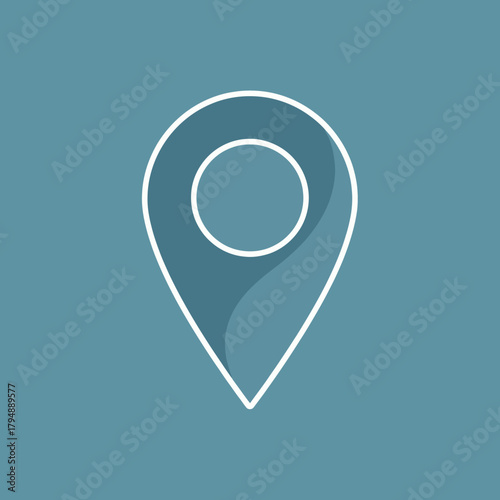 Simple flat design location pin icon with a white outline and subtle internal shadow.