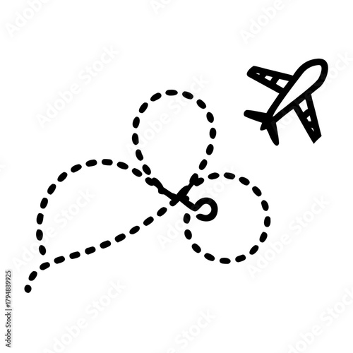 Airplane performing aerobatics with dotted line