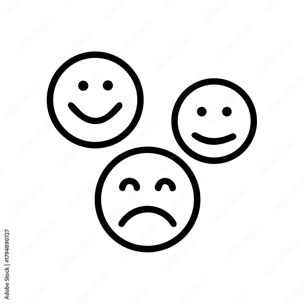 Fototapeta premium Three faces showing different emotions