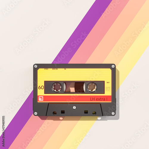 Cassette tape 3d  nostalgia, and vintage